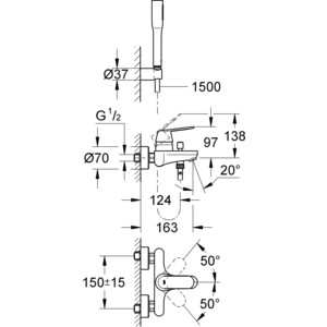 Смеситель для ванны Grohe Eurosmart cosmopolitan с душевым гарнитуром (32832000)