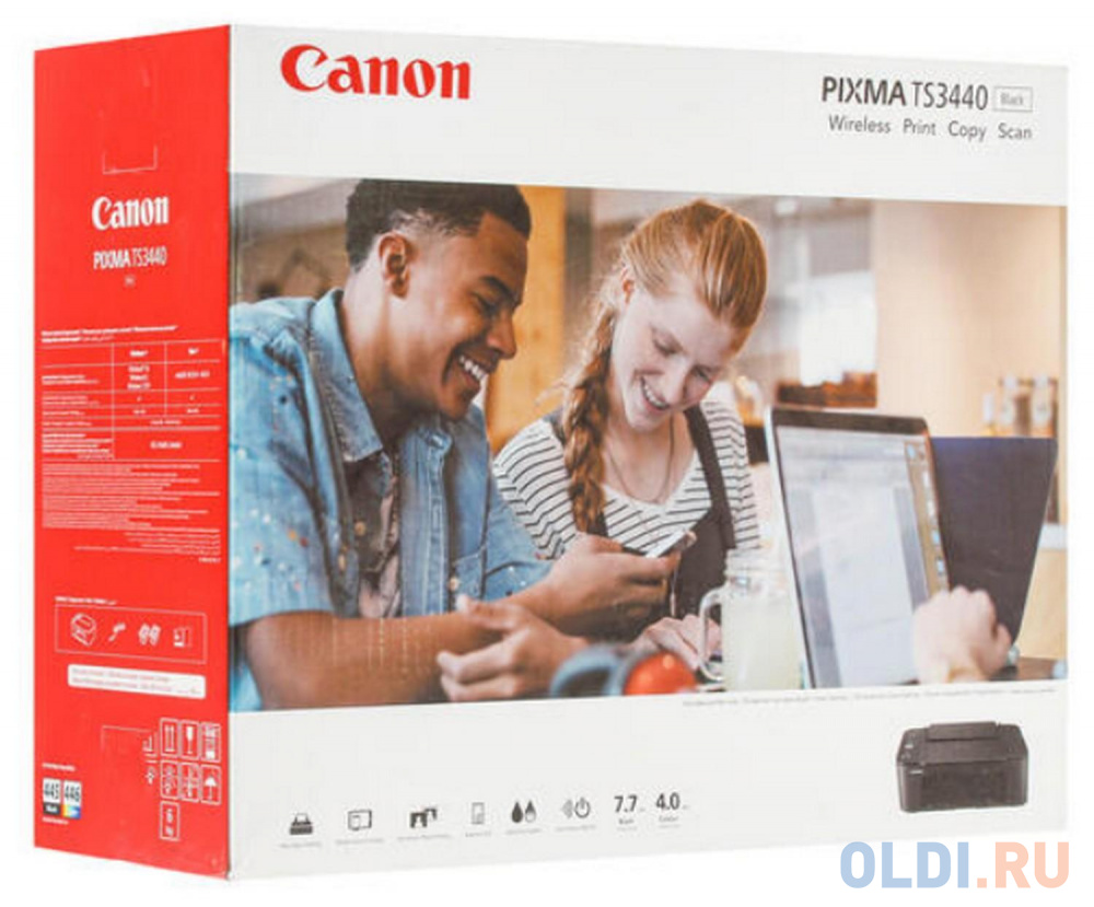 МФУ струйный Canon Pixma TS3440 black (A4, принтер/копир/сканер, 4800x1200dpi, 7.7(4цв)ppm, WiFi, USB) (4463C007) в Москвe