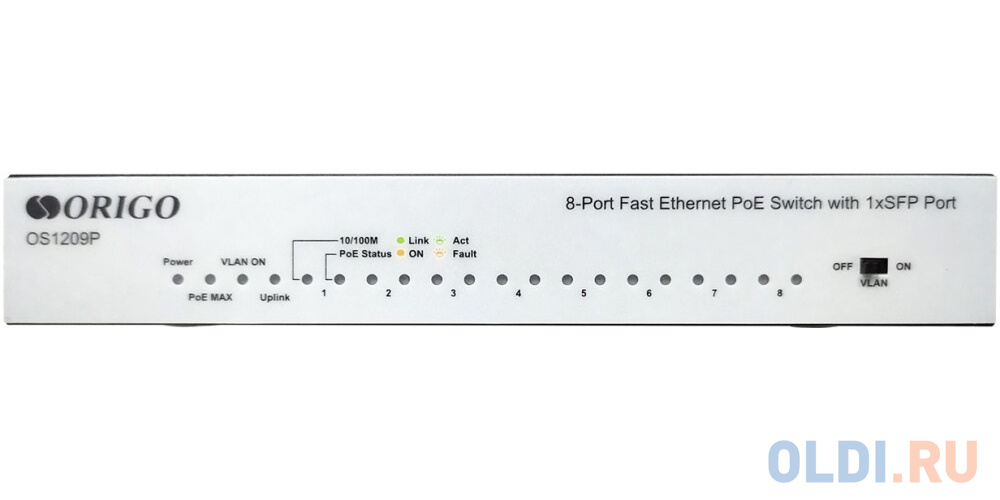 Unmanaged Switch 8x100Base-TX PoE, 1x1000Base-X SFP, PoE Budget 80W, metal case в Москвe