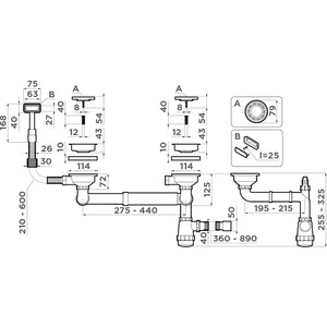 Сифон для кухонной мойки Omoikiri WK-1.5 IN нержавеющая сталь (4956485)