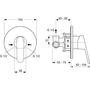 Смеситель для душа Ideal Standard Ceraplan 2 встраиваемый (A5960AA)