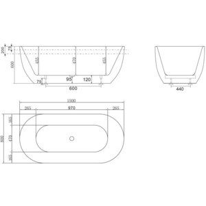 Акриловая ванна BelBagno 150x80 слив-перелив хром (BB70-1500-800) в Москвe