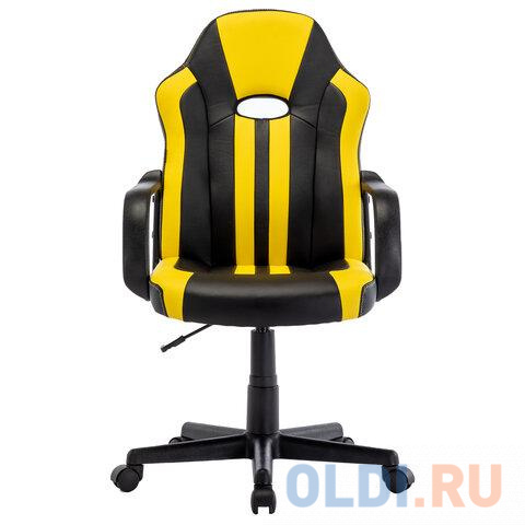 Кресло компьютерное BRABIX "Stripe GM-202", экокожа, черное/желтое, 532510