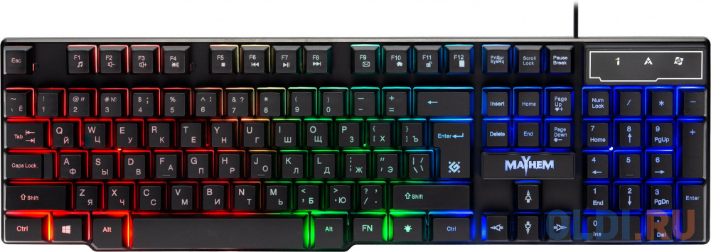 Клавиатура игровая  Mayhem GK-360DL RU, RGB подсветка, 19 Anti-Ghost, USB, DEFENDER