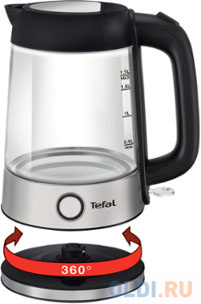 Чайник Tefal Glass Kettle KI750D 2400 Вт серебристый чёрный 1.7 л стекло