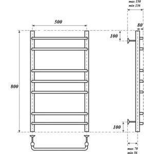 Полотенцесушитель электрический Point П7 500х800 хром (PN09158E)