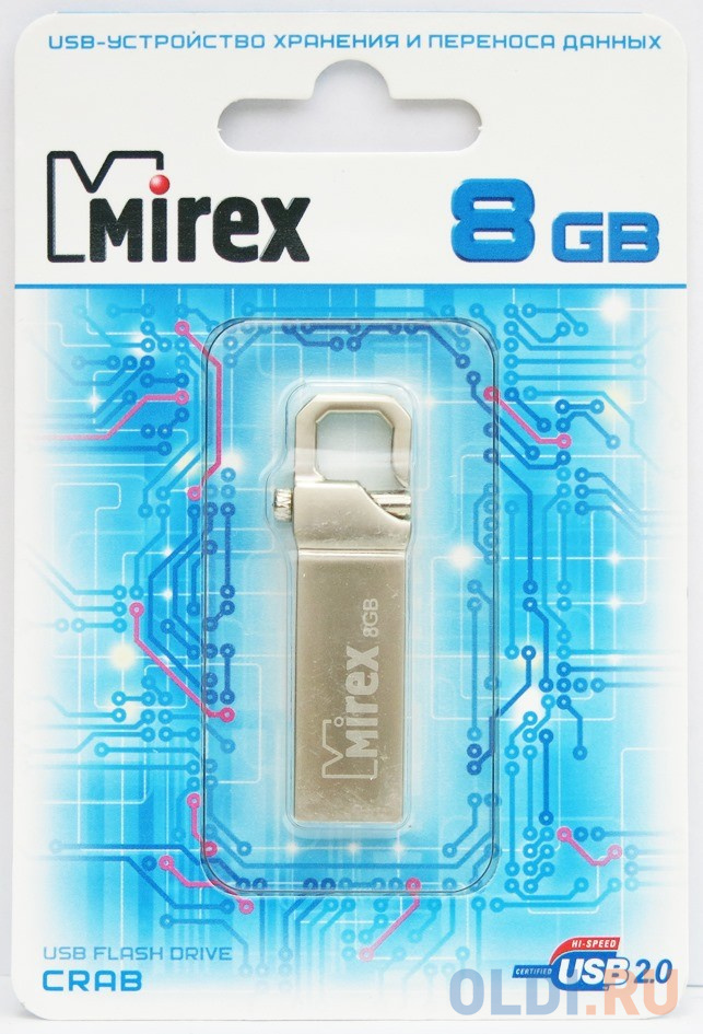 Флешка 8Gb Mirex Crab USB 2.0 серый