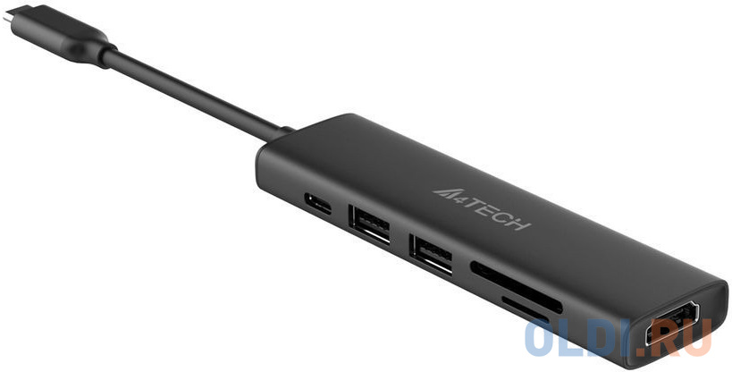 Концентратор USB Type-C A4TECH DST-60C 2 х USB 3.0 HDMI USB Type-C SD серый в Москвe