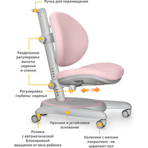 Детское кресло Mealux Ortoback Pink обивка розовая однотонная