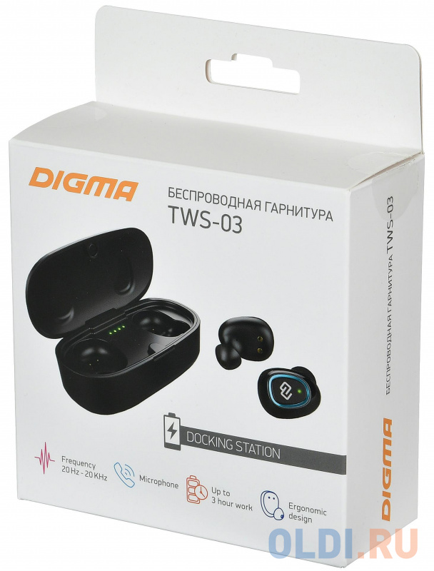 Гарнитура Digma TWS-03 черный TS31 в Москвe