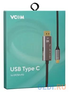 Кабель-адаптер USB Type-Cm --> DP1.4v (m) 8K@60Hz, PD 100W,1.8m , Alum Shell,VCOM <CU480MCPD-1.8M>