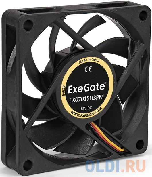 Exegate EX283372RUS Вентилятор ExeGate EX07015H3PM, 70x70x15 мм, гидродинамический, 3pin+Molex, 3000RPM, 26dBA