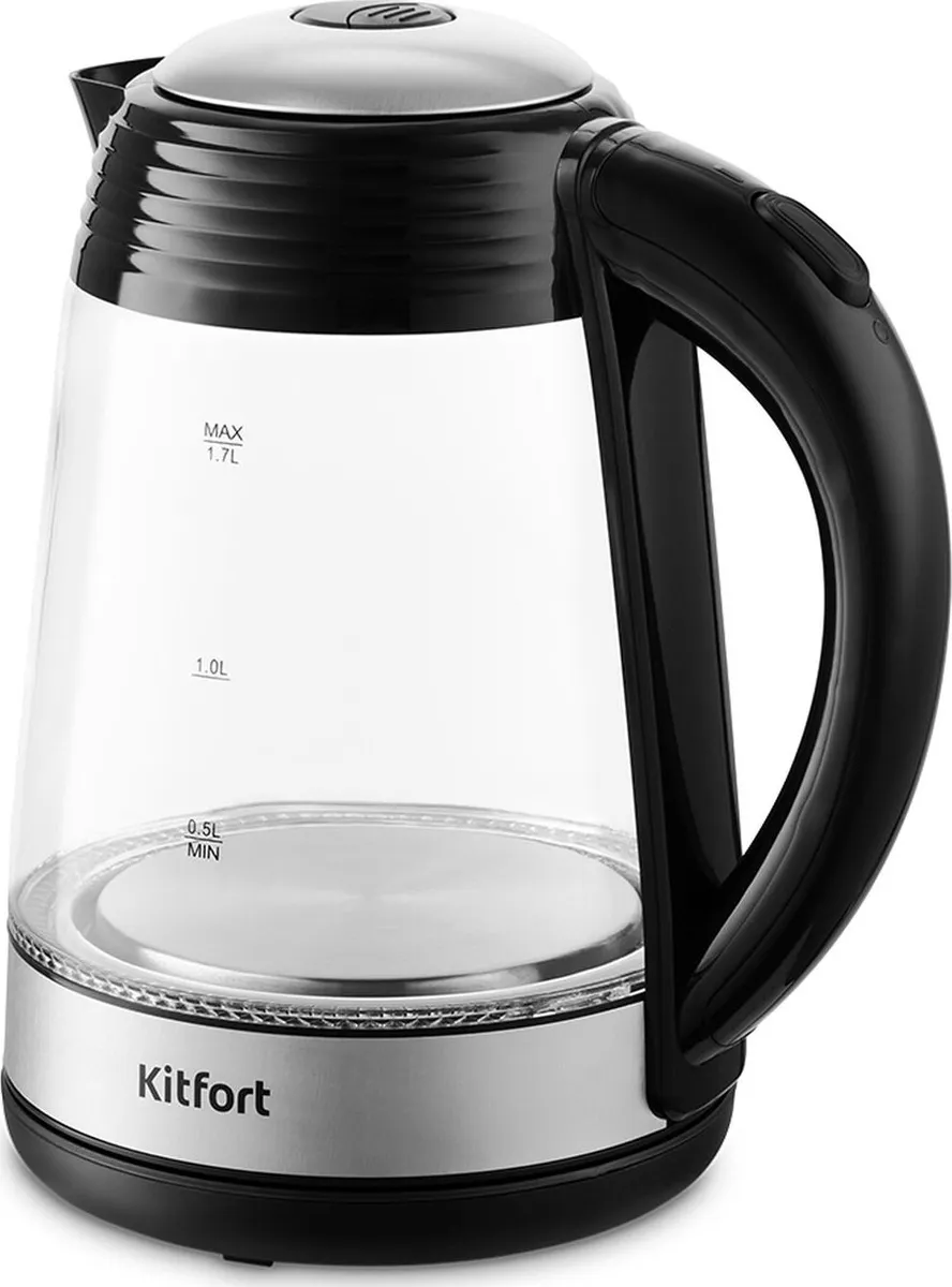 Чайник Kitfort КТ-6125 1.7л. 2200Вт, нержавеющая сталь/пластик, черный