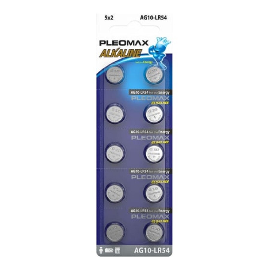 Батарея Pleomax Button Cell, AG10/LR1130/LR54/389A/189, 1.55V, 10 шт. (B0061010)