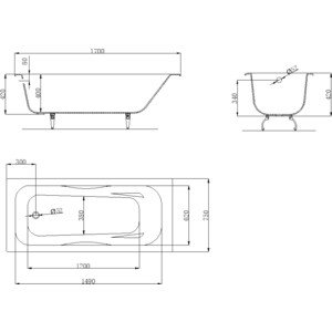 Чугунная ванна OWL 1975 Bjorn 170x75 без ручек, ножки в комплекте (OWLIB191108)