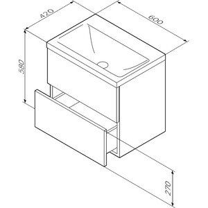 Тумба под раковину Am.Pm Gem 60х42 черная матовая (M90FHX06022BM)