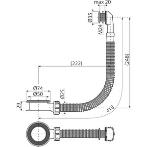 Перелив для раковины AlcaPlast хром (A328CR) в Москвe