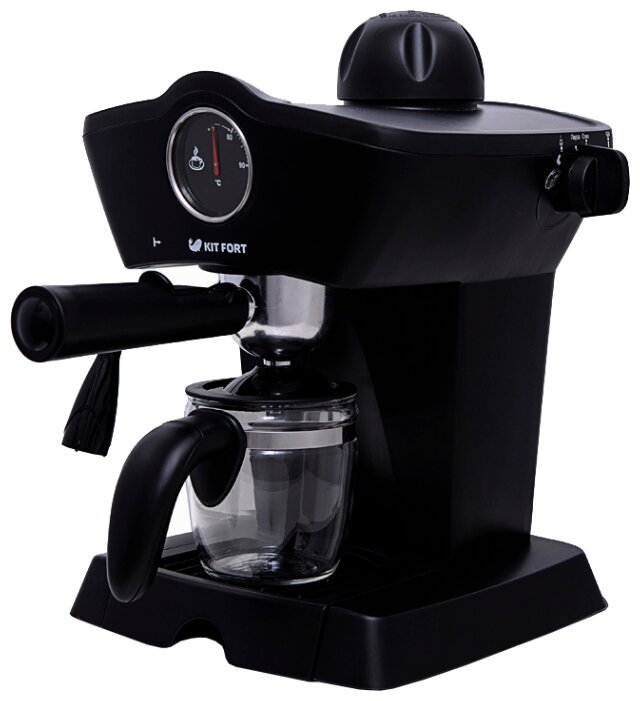 Кофеварка рожковая Kitfort KT-706, 800 Вт, кофе молотый, 250 мл/250 мл, ручной капучинатор, черный