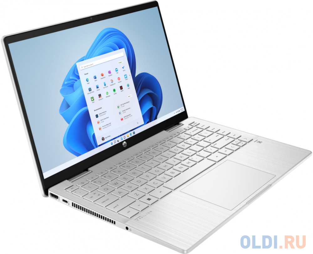 Ноутбук HP Pavilion x360 14-ek1015ci Core i7 1355U 16Gb SSD512Gb Intel Iris Xe graphics 14" IPS Touch FHD (1920x1080) Free DOS silver WiFi BT Cam в Москвe