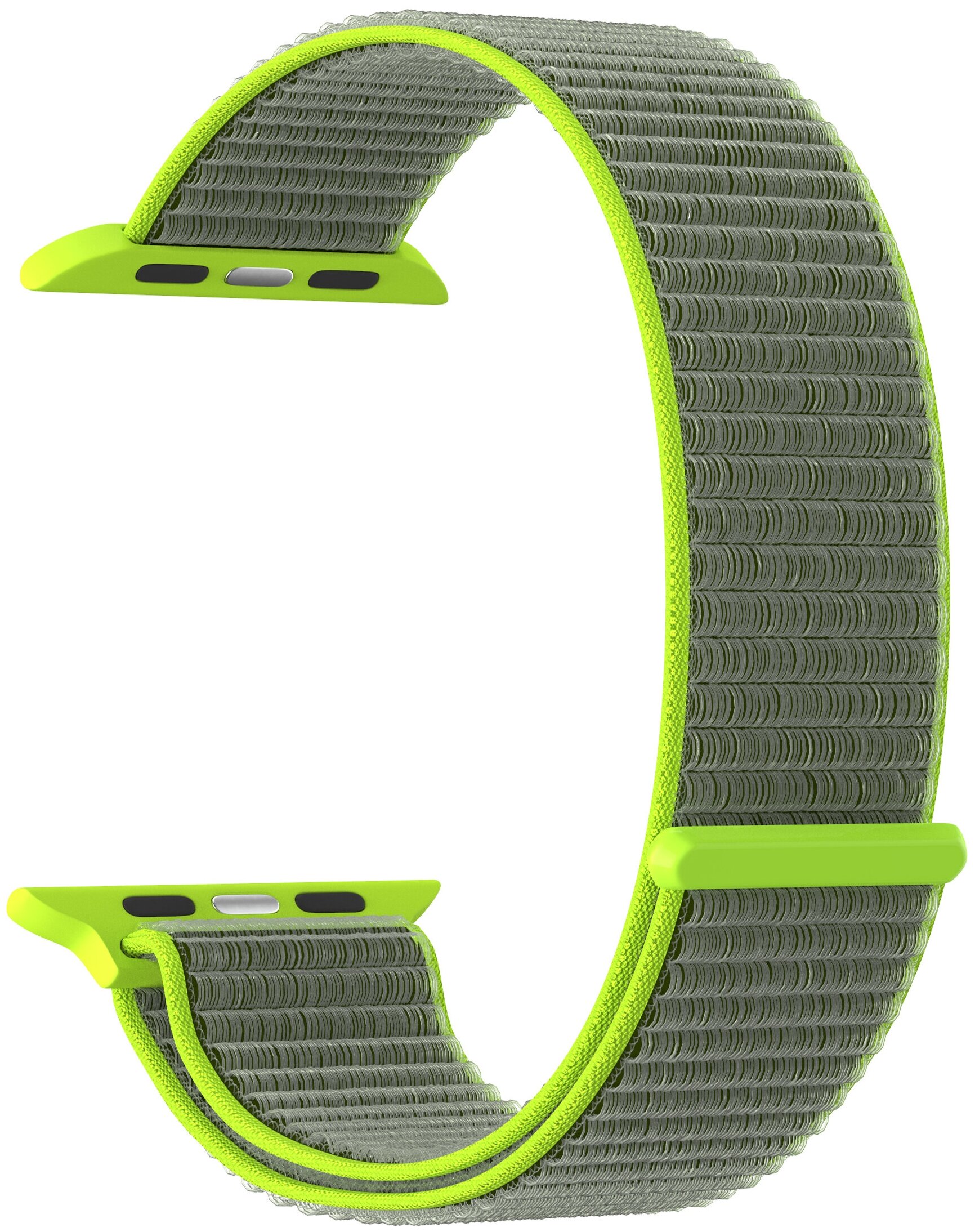 Ремешок Lyambda Vega для Apple Watch, 42-44 мм, нейлоновый, серый/зеленый (DS-GN-02-44-2)