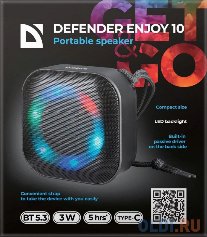 Defender Портативная колонка Enjoy 10 3Вт, черный, BT/light/400mAh [65009] в Москвe