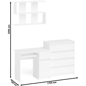 Стол компьютерный СВК Мори МС-1 правый + Комод МК800.4 + Полка 900, цвет белый (1027232)