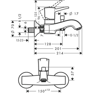 Смеситель для ванны Hansgrohe Metropol Classic хром (31340000)