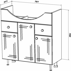 Тумба с раковиной Sanstar Июнь 80 белая, Santek Балтика