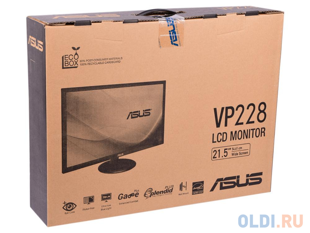 Монитор 21.5" ASUS VP228HE 1920x1080, 1ms (GtG) 200 cd/?, 100M:1, 1.5W x 2, HDMI, D-Sub