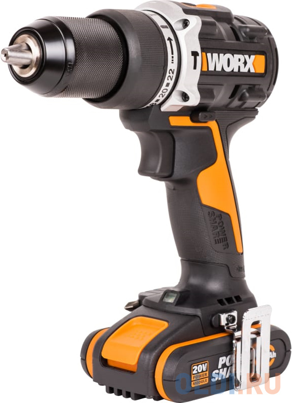 Дрель-шуруповерт ударная аккумуляторная WORX WX352, 60Нм, 20В, бесщеточная, 2Ач x2, ЗУ 2А, кейс