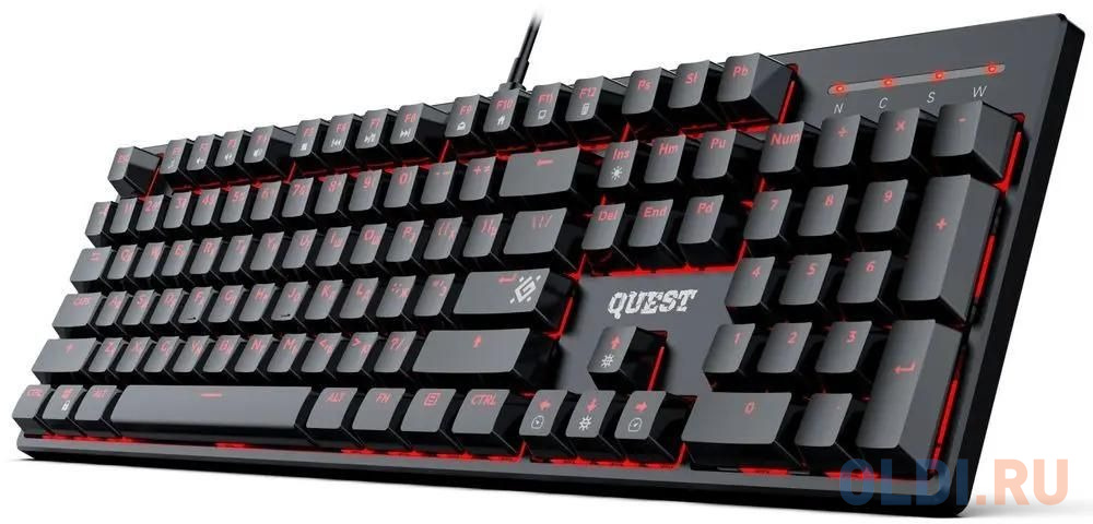 Игровая клавиатура DEFENDER QUEST чёрная (USB , SNK Red, красная подсветка, 104 кл., GK-596) в Москвe