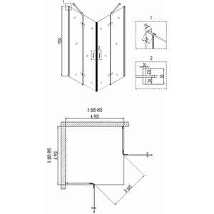 Душевой уголок Niagara Nova 90x90 прозрачный, черный (NG- 6813-08 BLACK) в Москвe