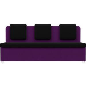 Кухонный прямой диван АртМебель Маккон 3-х местный микровельвет черный/фиолетовый