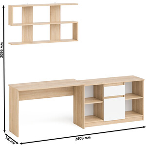 Стол письменный СВК Мори МСП1200.1 + Тумба МТВ1204.1 + Полка 1200, цвет дуб сонома/белый (1027891) в Москвe