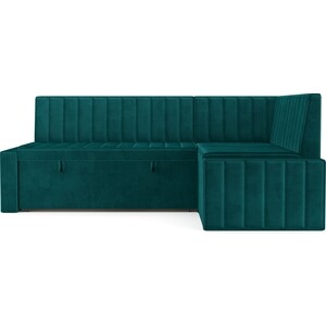 Кухонный угловой диван Mebel Ars Вермут (Бархат сине-зеленый STAR VELVET 43 BLACK GREEN) 211х83х141 см (M11-23-2)