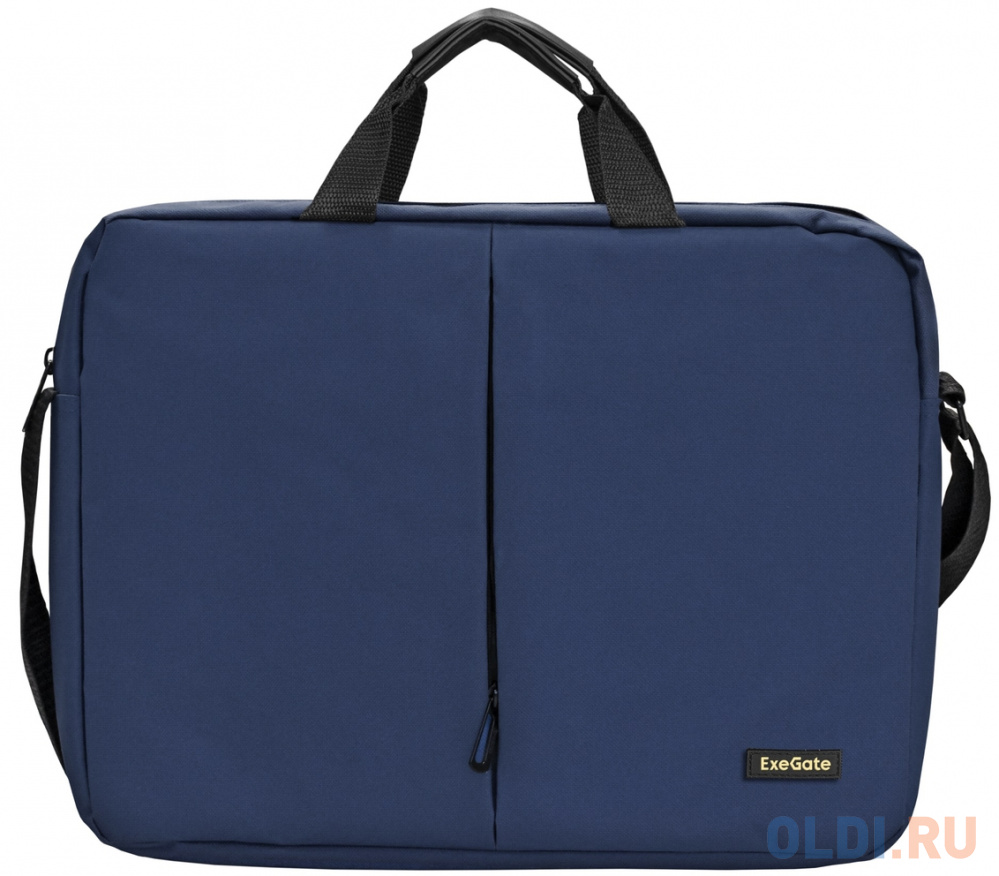 Сумка ExeGate Office F1590 Dark-Blue, темно-синяя, полиэстер, для ноутбуков до 15.6"