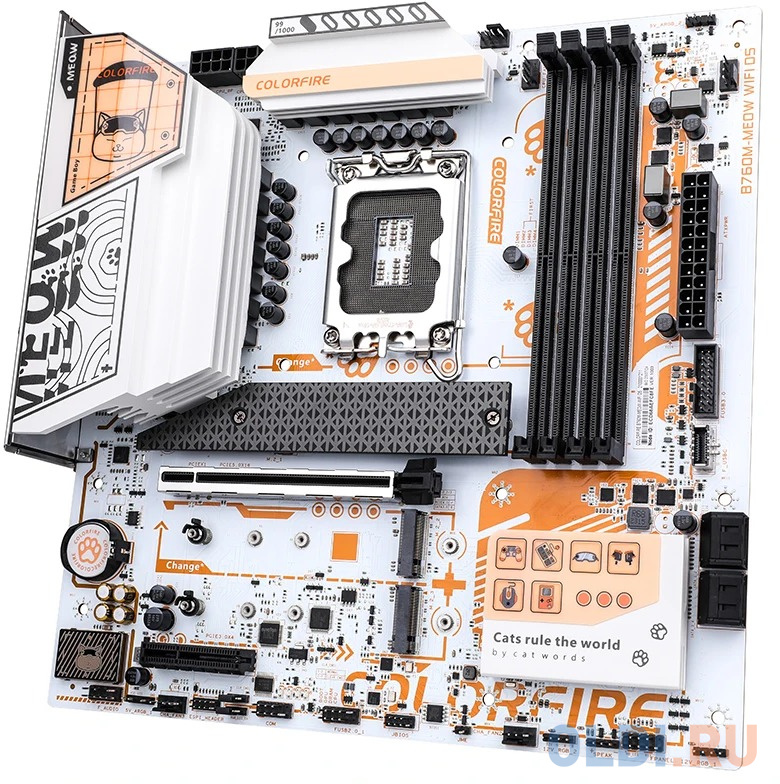 Материнская плата Colorful COLORFIRE B760M-MEOW WIFI D5 ORANGE Z760 LGA1700 4xDDR5 1xPCIEx16 1xPCIEx4 3xM.2 2xTypeC 3xUSB3.2Gen1 5xUSB2.0 4xSATA3.0 2.