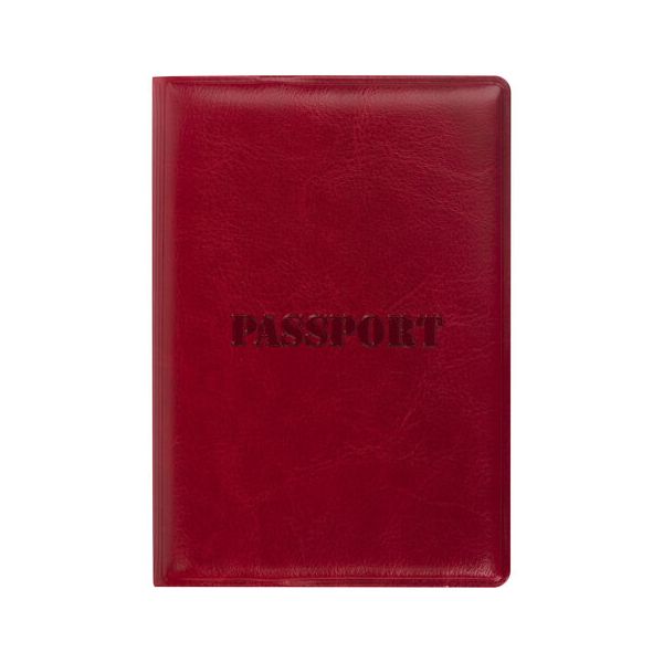Обложка для паспорта STAFF, полиуретан под кожу, "ПАСПОРТ", бордовая, 237600 (10 шт.)