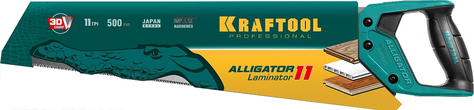 Ножовка по дереву Kraftool Alligator LAMINATOR 11, длина полотна 500 мм (15207)