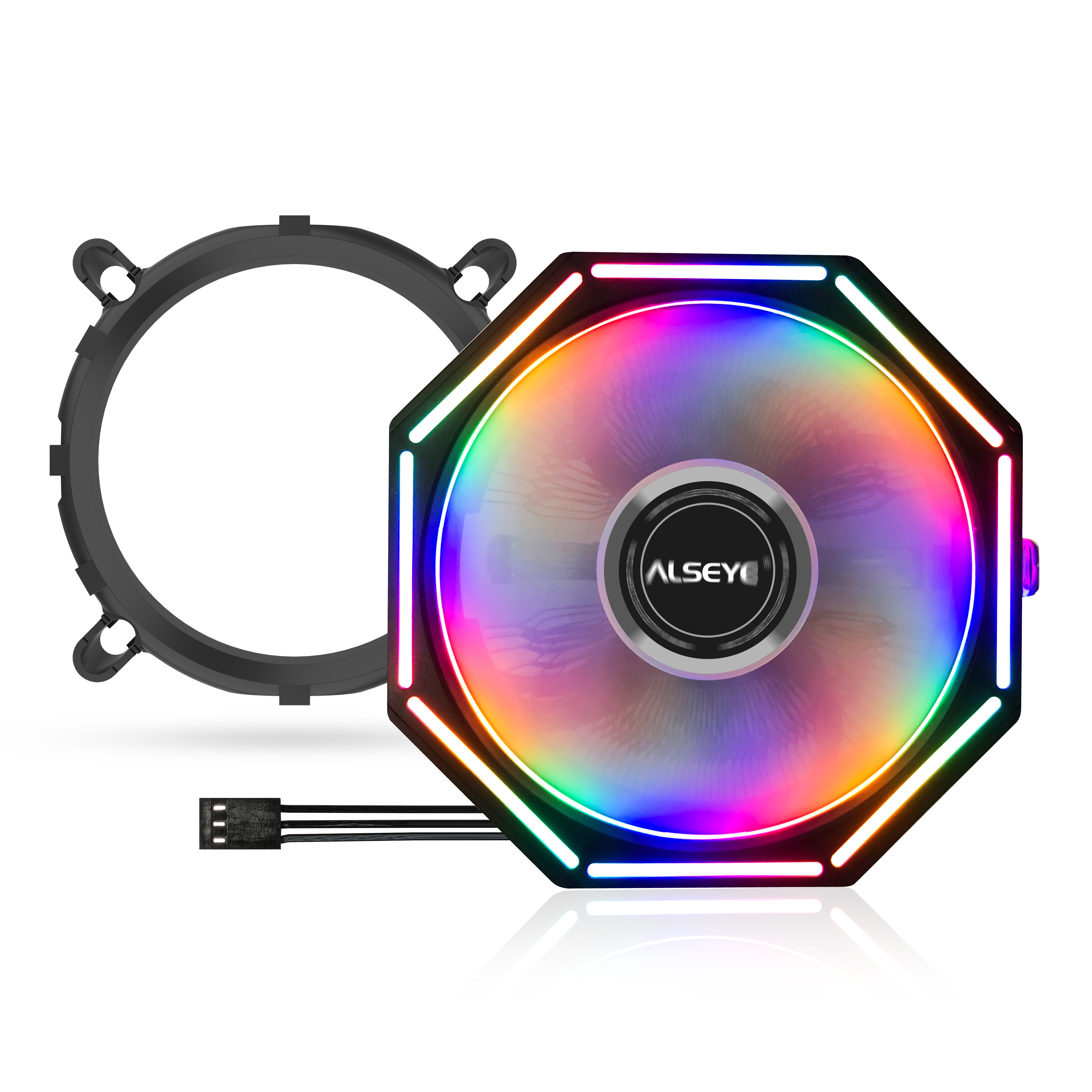 Кулер для процессора Alseye O120Z PLUS для Socket/115x/1200/AM2/AM2+/AM3/AM3+/FM1/AM4, 120мм, 1700rpm, 33 дБ, 95Вт, 3-pin, Al, RGB (O120Z)