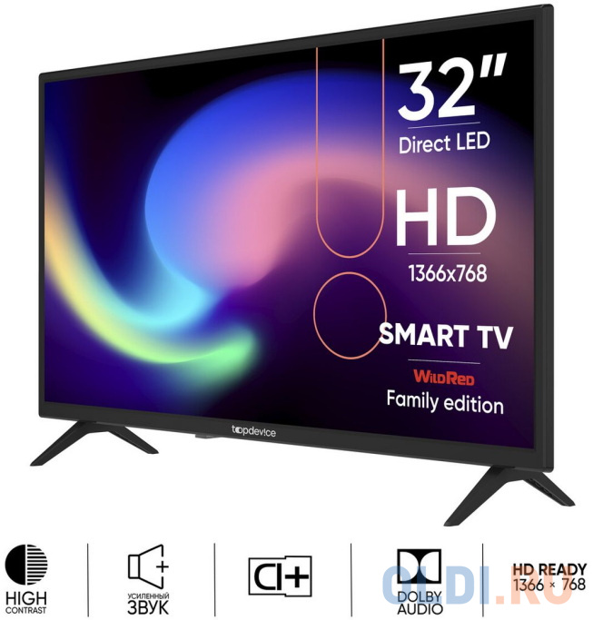 Телевизор 32" TopDevice TDTV32BS01H_BK черный 1366x768 60 Гц Smart TV Wi-Fi 3 х HDMI 2 х USB RJ-45 в Москвe