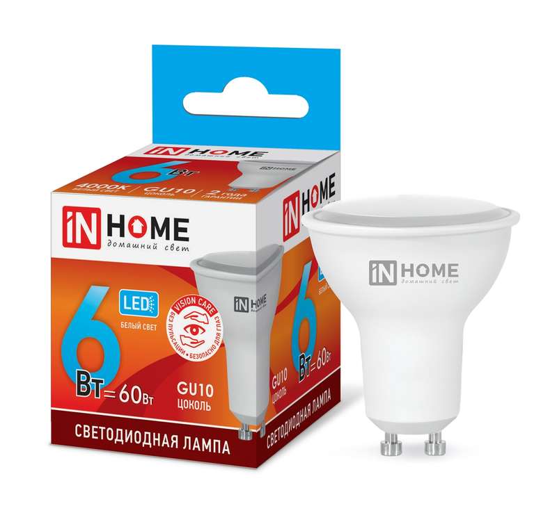 Лампа светодиодная LED-JCDRC-VC 6Вт 230В GU10 4000К 525лм IN HOME 4690612023403 в Москвe