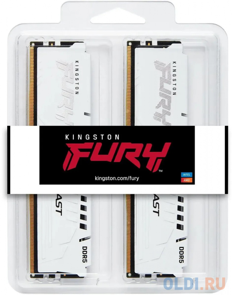 Модуль памяти DDR 5 DIMM 32Gb PC48000, 6000Mhz, Kingston FURY Beast White XMP CL30 (Kit of 2) (KF560C30BWK2-32)