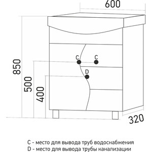 Тумба под раковину Mixline Венеция 56х34 белая (4630099745566)