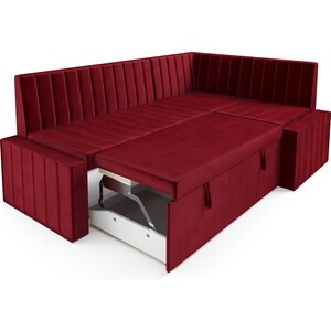 Кухонный угловой диван Mebel Ars Вермут (Бархат красный STAR VELVET 3 DARK RED) 211х83х141 см (M11-23-1)