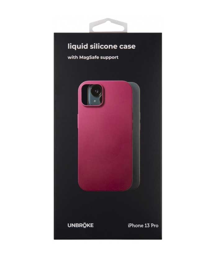 Чехол накладка UNBROKE liquid silicone case MagSafe support для iPhone 13 Pro, винная