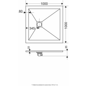 Душевой поддон Grossman Strong 100х100 графит (GR-S2100100Q)