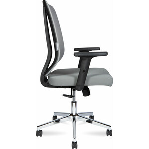 Офисное кресло NORDEN Tema Chrome LB 2D 216B-Chrome-B-GG база хром / черный пластик / серая сетка / серая ткань