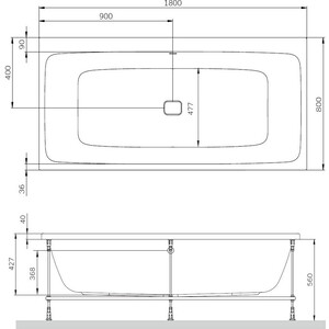 Акриловая ванна Am.Pm Func 180х80 с каркасом (W84A-180-080W-A, W84A-180-080W-R)