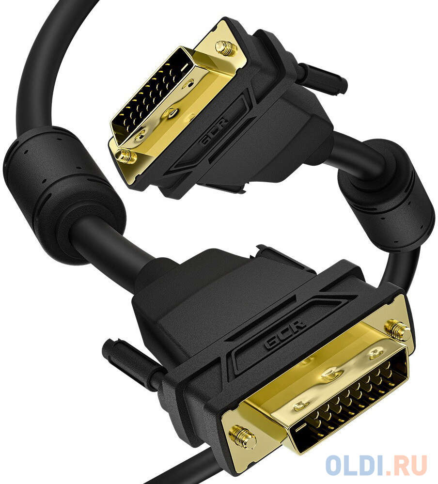 GCR Кабель PROF 3.0m DVI-D, черный, GOLD, ферритовые кольца, OD 8.5mm, 28 AWG, DVI/DVI, 25M/25M, двойной экран, GCR-54236 в Москвe